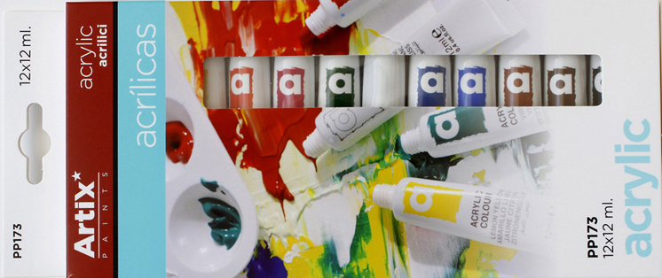 SADA AKRYLOVÝCH BAREV ARTIX PAINTS - 12 ks - 12 ml