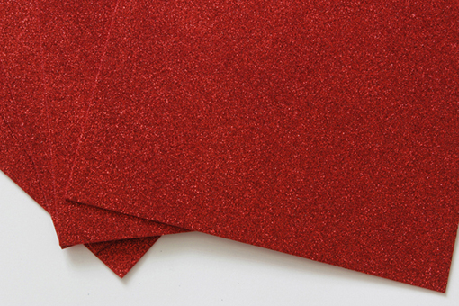 PĚNOVÁ GUMA MOOSGUMMI S GLITRY ČERVENÁ  - 20 x 30 cm