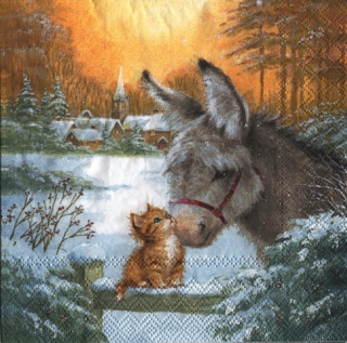 UBROUSEK 33 x 33 cm - OSLÍK A KOTĚ